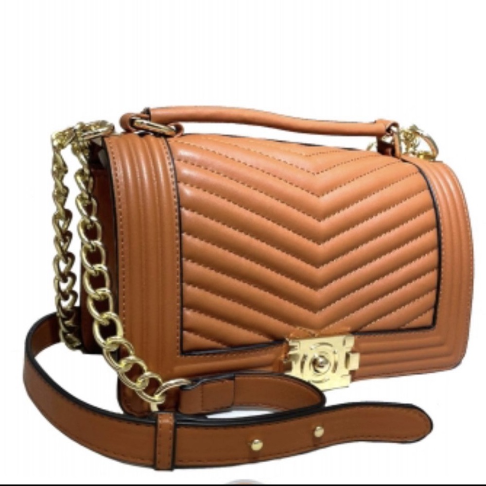 Saddle PU Leather Chevron Design Crossbody Bag NEW